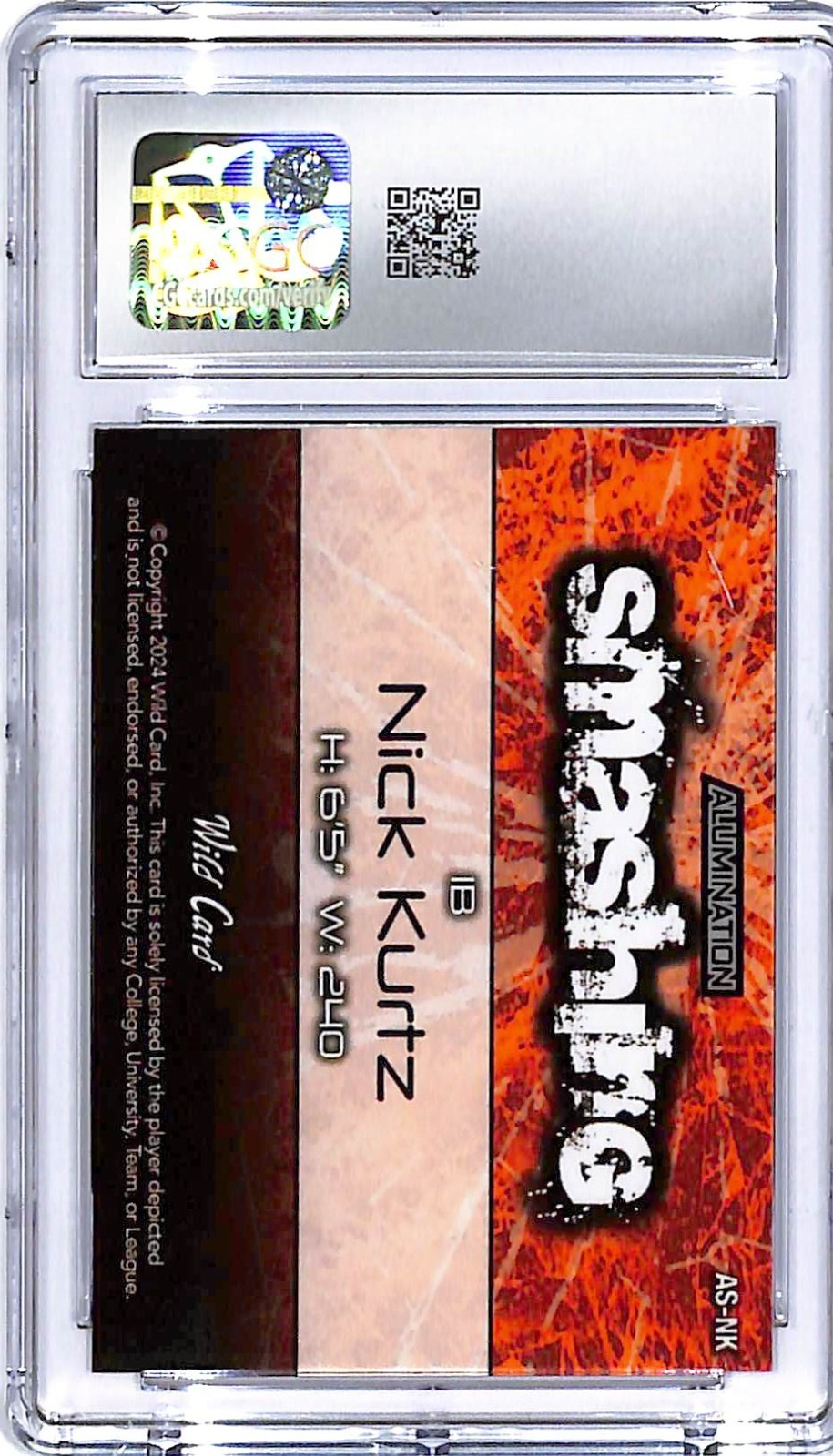 2024 Nick Kurtz Wild Card Alumination - AS-NK Orange Crystal #10/10 CGC Mint 10