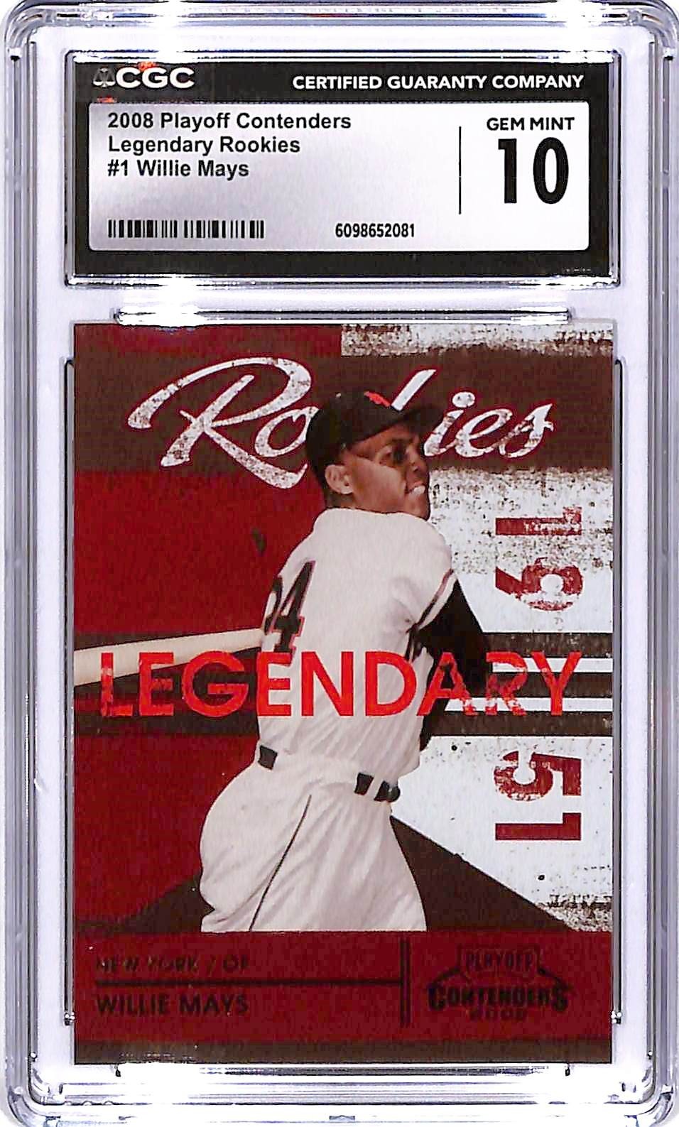 2008 Contenders Willie Mays Legendary Rookies #1 /1500 CGC 10 Giants