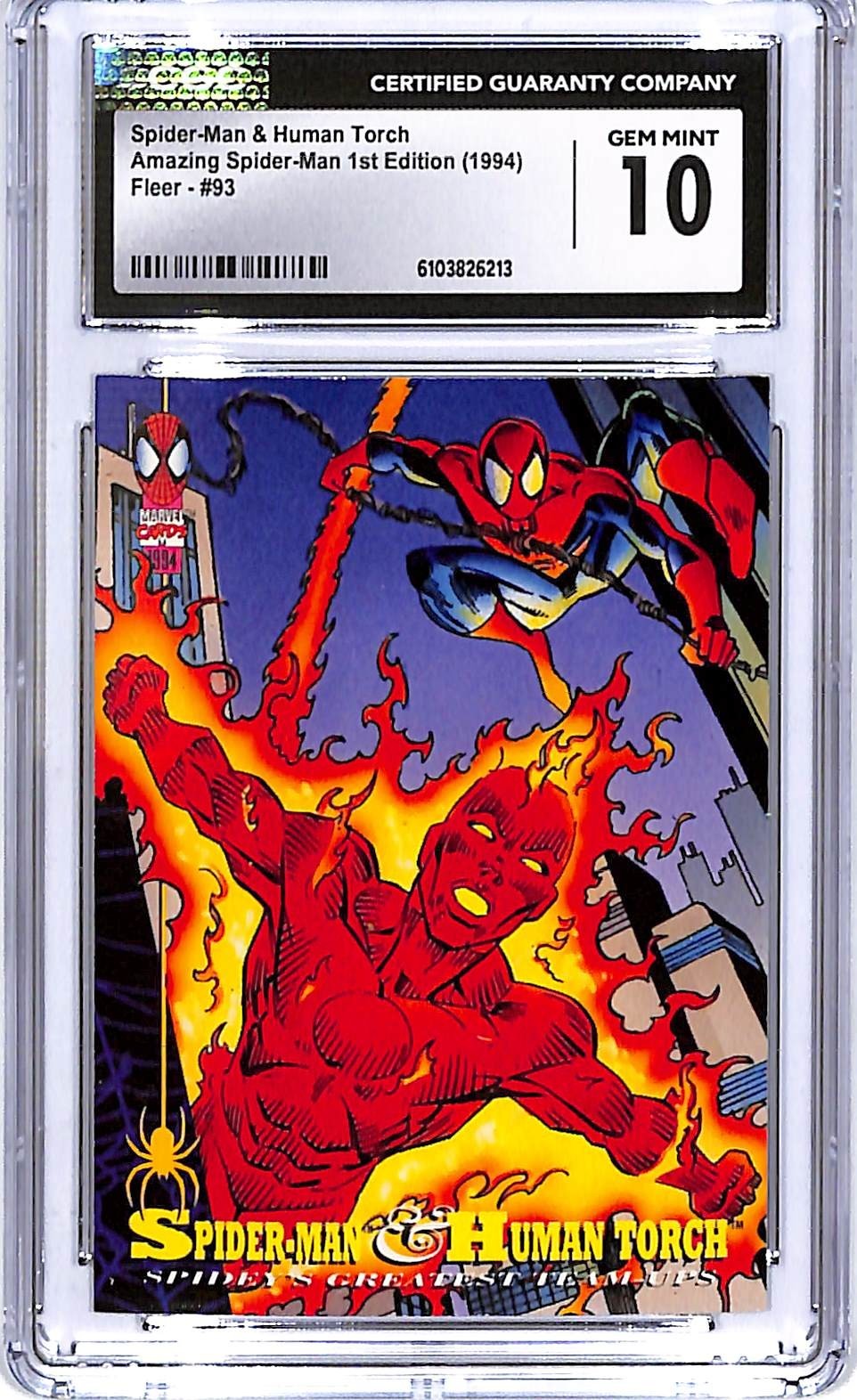 1994 Fleer Amazing Spider-Man 1st Edition Spider-Man Human Torch #93 CGC 10