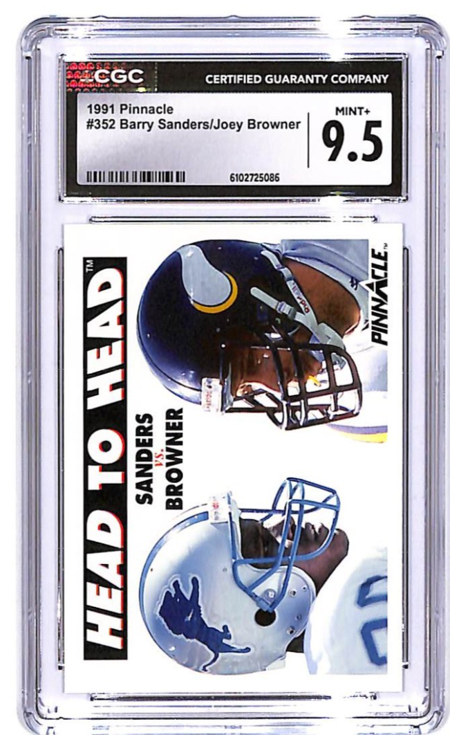 1991 Pinnacle Barry Sanders Joey Browner Head To Head #352 CGC 9.5