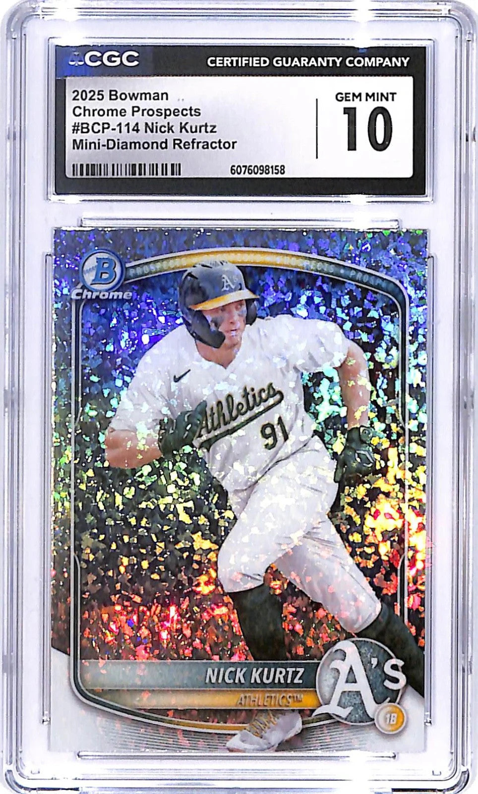 2025 Bowman - Chrome Prospects Nick Kurtz #BCP-114 Mini-Diamond Refractor CGC 10