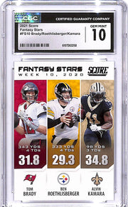 2021 Score Tom Brady Ben Roethlisberger Alvin Kamara Fantasy Stars SGC 10 FS10