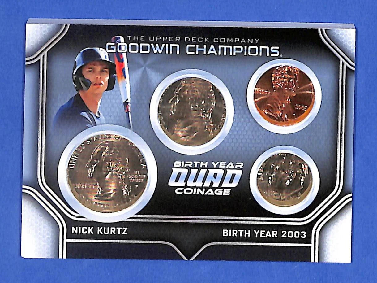 2024 UD Goodwin Champions Nick Kurtz BYQR-40 Birth Year Quad Coinage #3/50