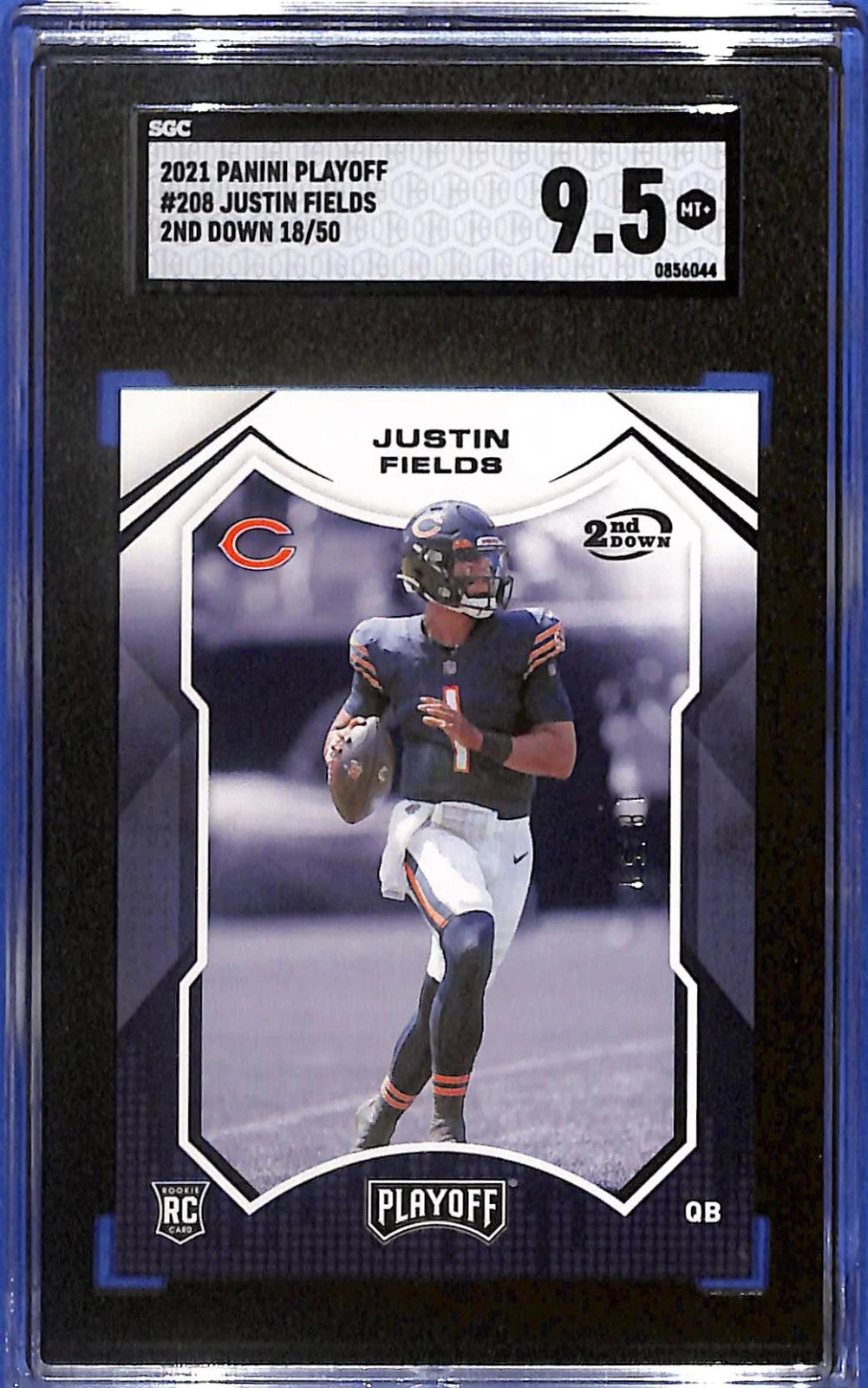 2021 Justin Fields Panini Playoff - Rookies #208 2nd Down #18/50 (RC) SGC 9.5