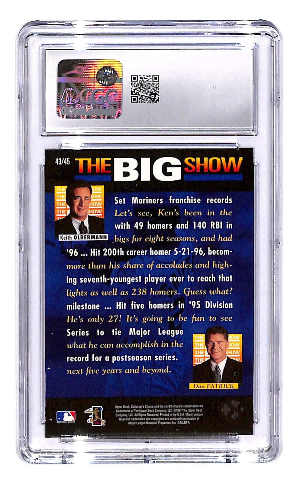 1997 Upper Deck Collector's Choice - The Big Show Ken Griffey Jr #43 CGC 10