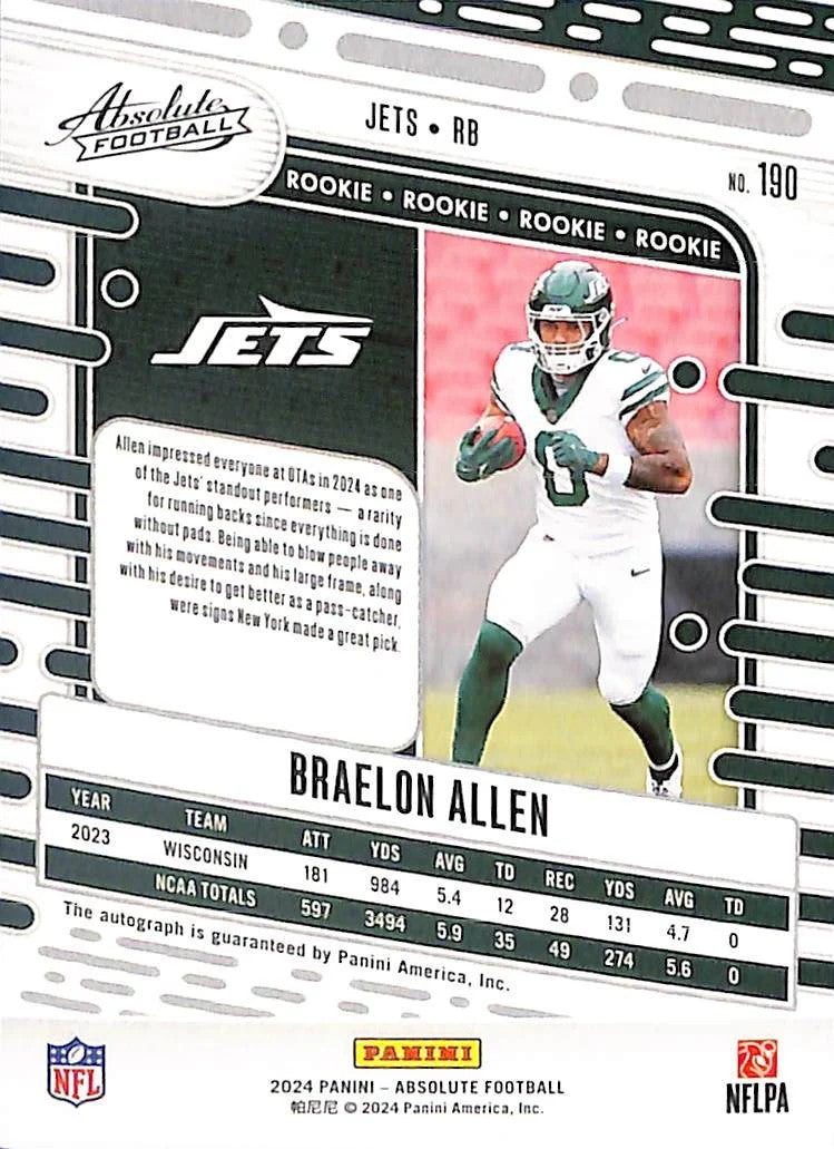2024 Absoute Braelon Allen Auto Autograph Rookie RC Jets
