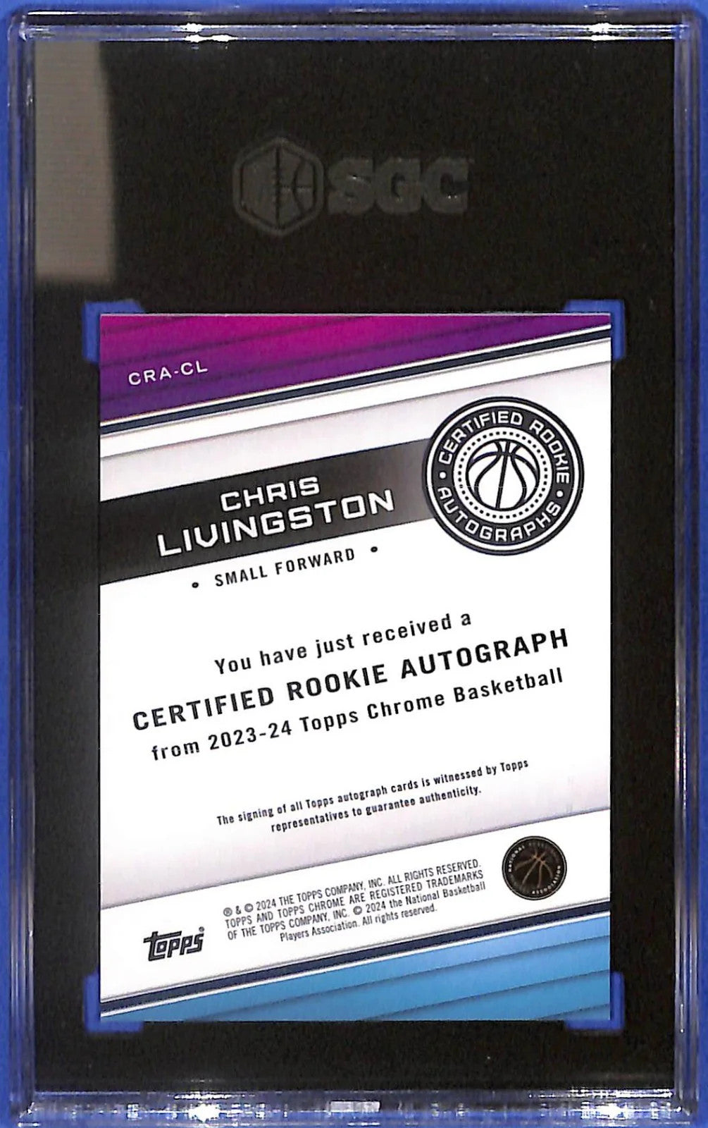 2023 Chris Livingston Topps Chrome Red Refractor Auto (RC) #1/5 - CRA-CL SGC 9