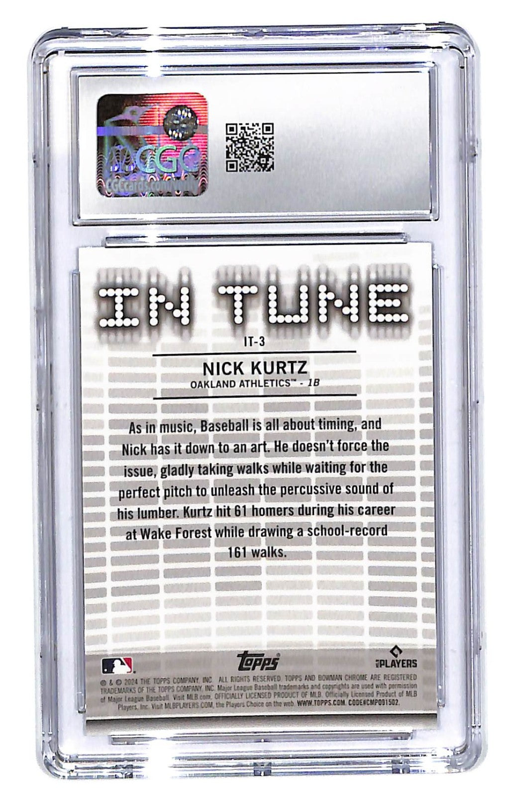 2024 Nick Kurtz Bowman Draft - In Tune - #IT-3 (RC) CGC Gem Mint 10