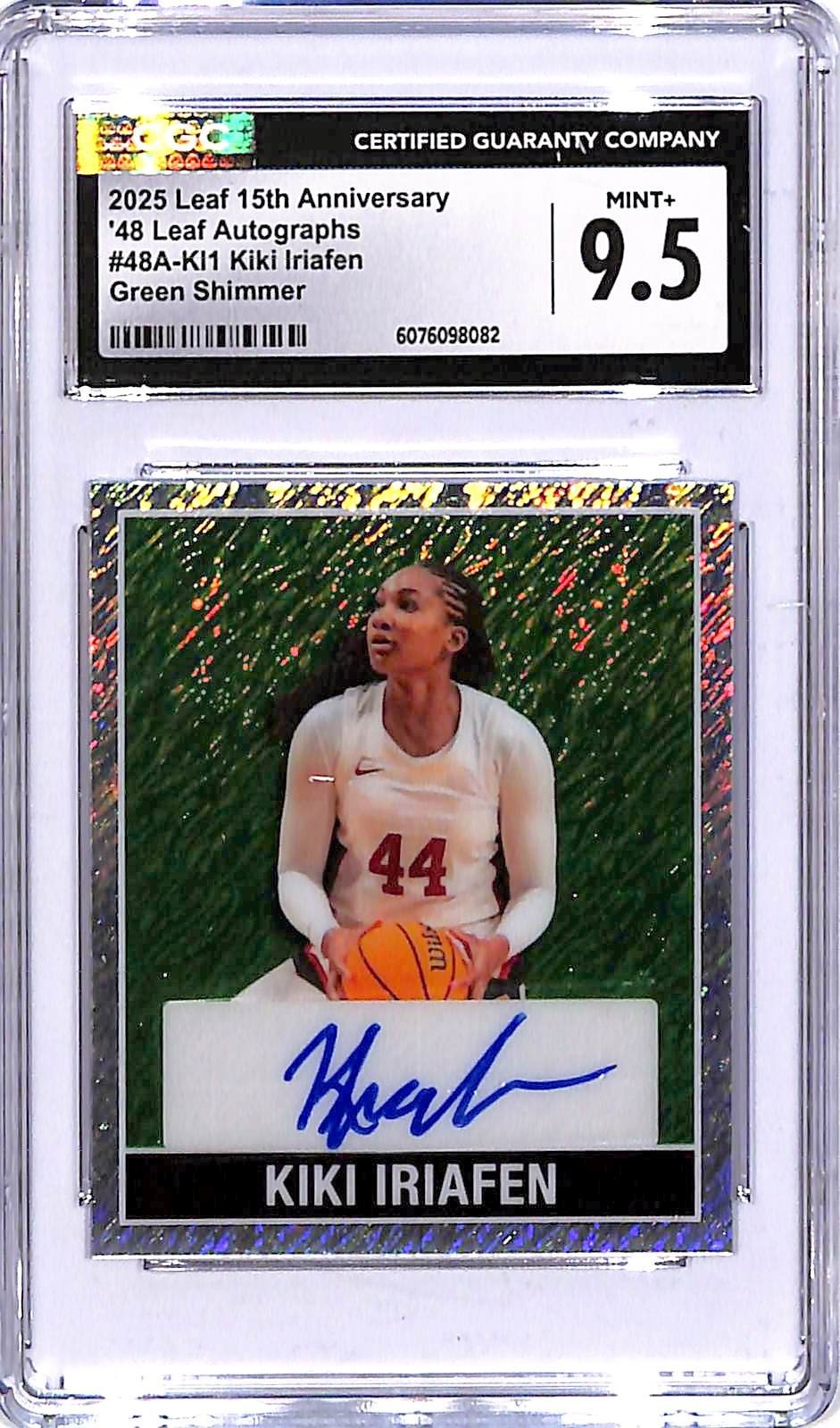 2025 Leaf 15th Anniversary Kiki Iriafen Auto Autograph Green Shimmer 1/1 CGC 9.5