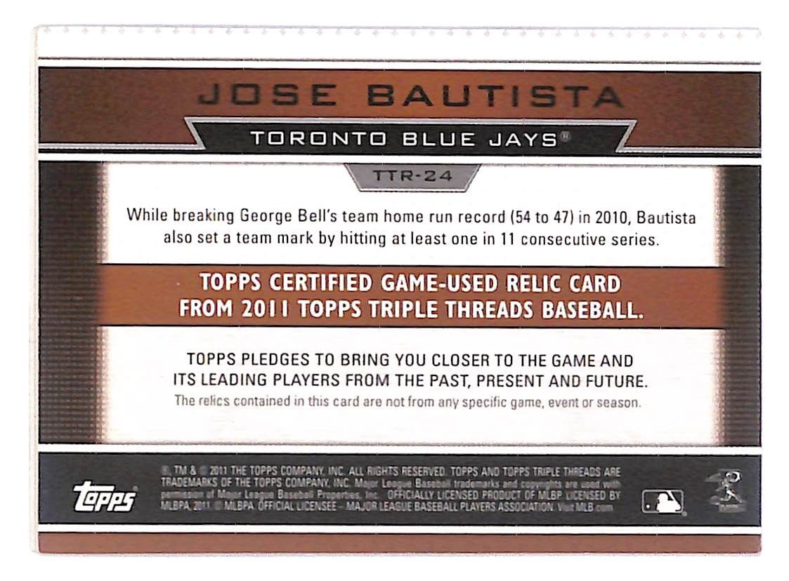 2011 Jose Bautista Topps Triple Threads Joey Bats Relic - TTR-24 #16/27