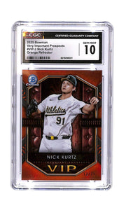 2025 Bowman Very Important Prospects Nick Kurtz #VIP-2 Orange #12/25 CGC 10 Oakland Athletics (ROY)