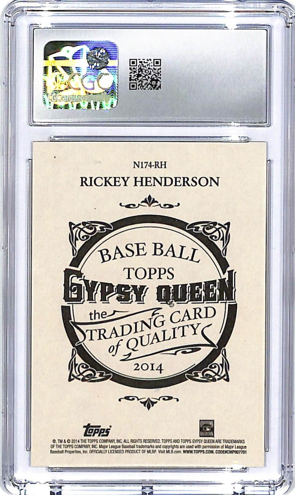 2014 Topps Gypsy Queen Rickey Henderson n174 #N174-RH CGC 10 Athletics