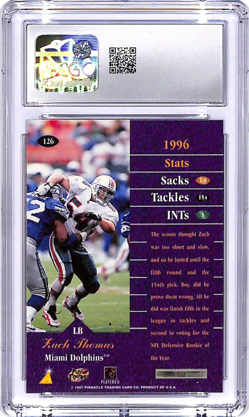 1997 Zenith Zach Thomas Rookie RC #126 CGC 9.5 Dolphins