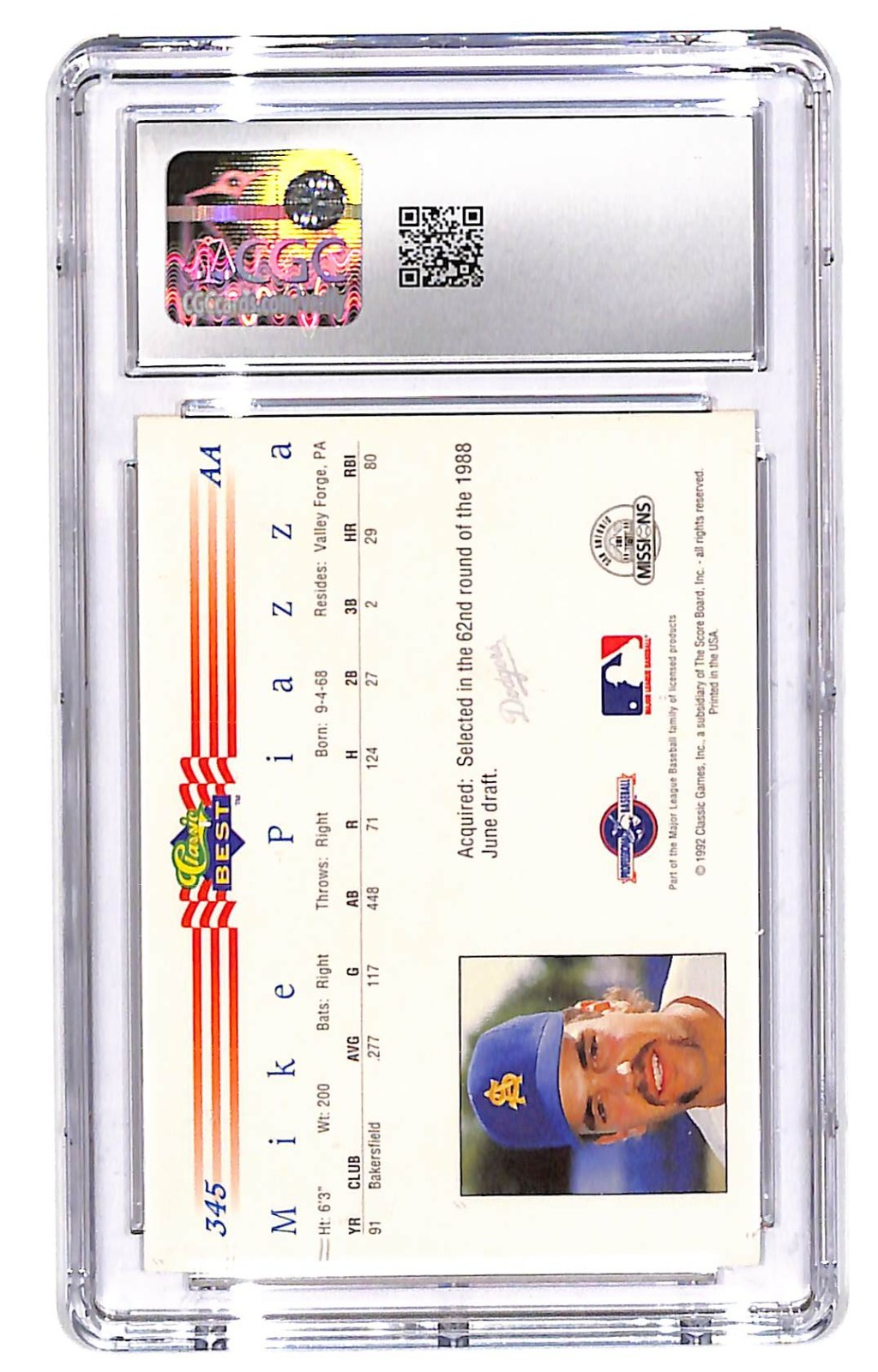 1992 Mike Piazza Classic Best Minor League - #345 (RC) CGC Gem Mint 10