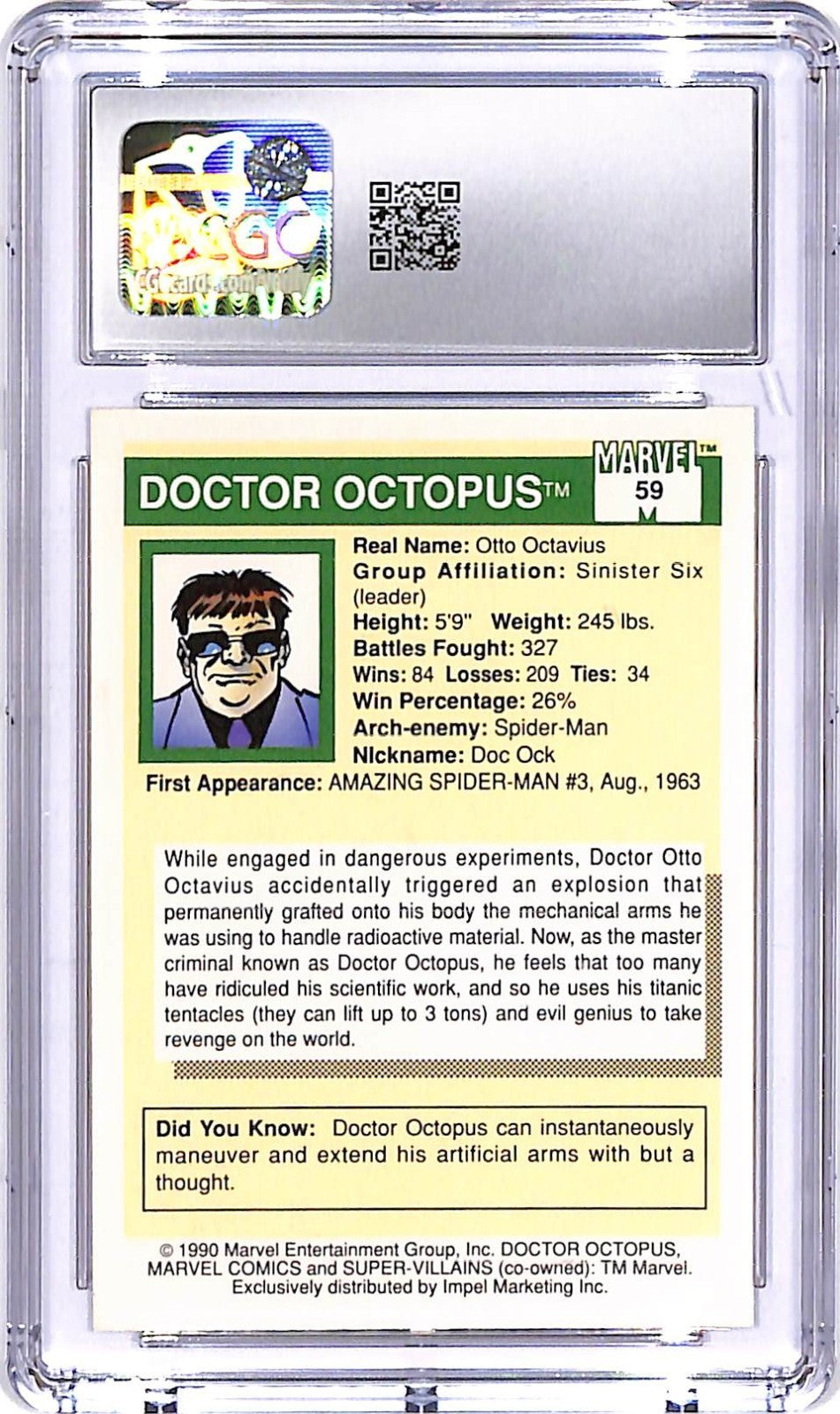 1990 Impel Marvel Universe Series 1 Doctor Octopus #59 CGC 9.5
