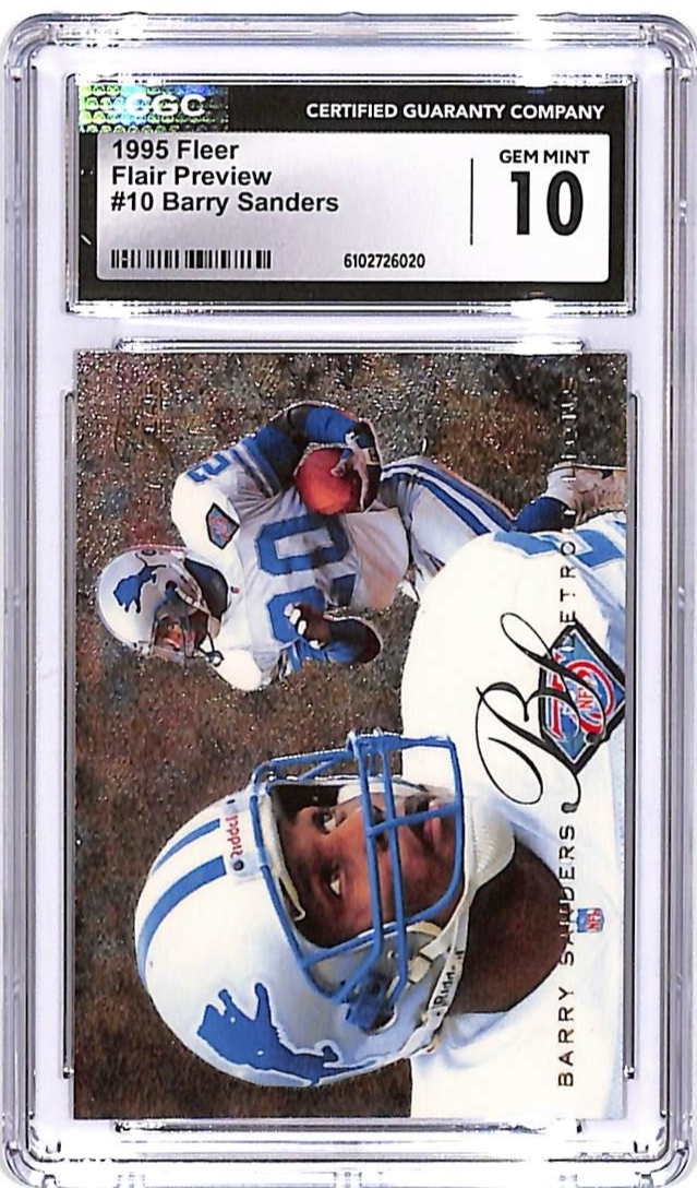1995 Fleer Barry Sanders Flair Preview #10 CGC 10 Lions