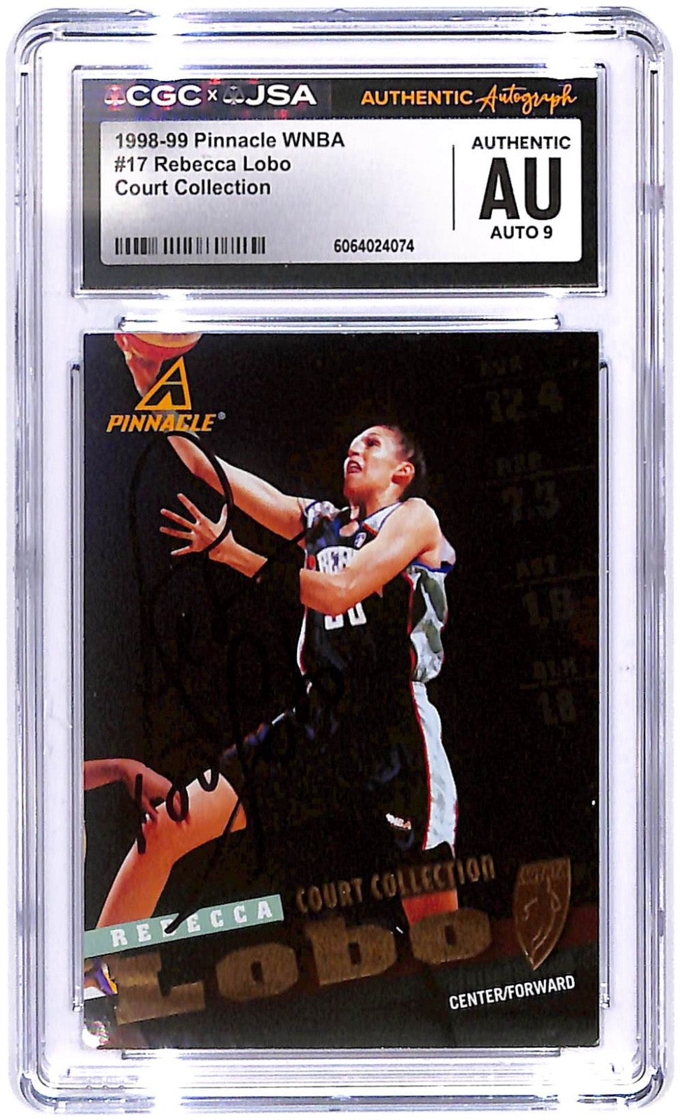 1998-99 Rebecca Lobo Pinnacle CC AUTO #17 CGC - JSA Authentic Auto 9