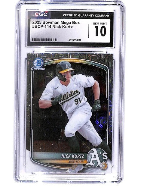 2025 Nick Kurtz - Bowman Chrome Prospects #BCP-114 Mojo Refractor (RC) CGC 10