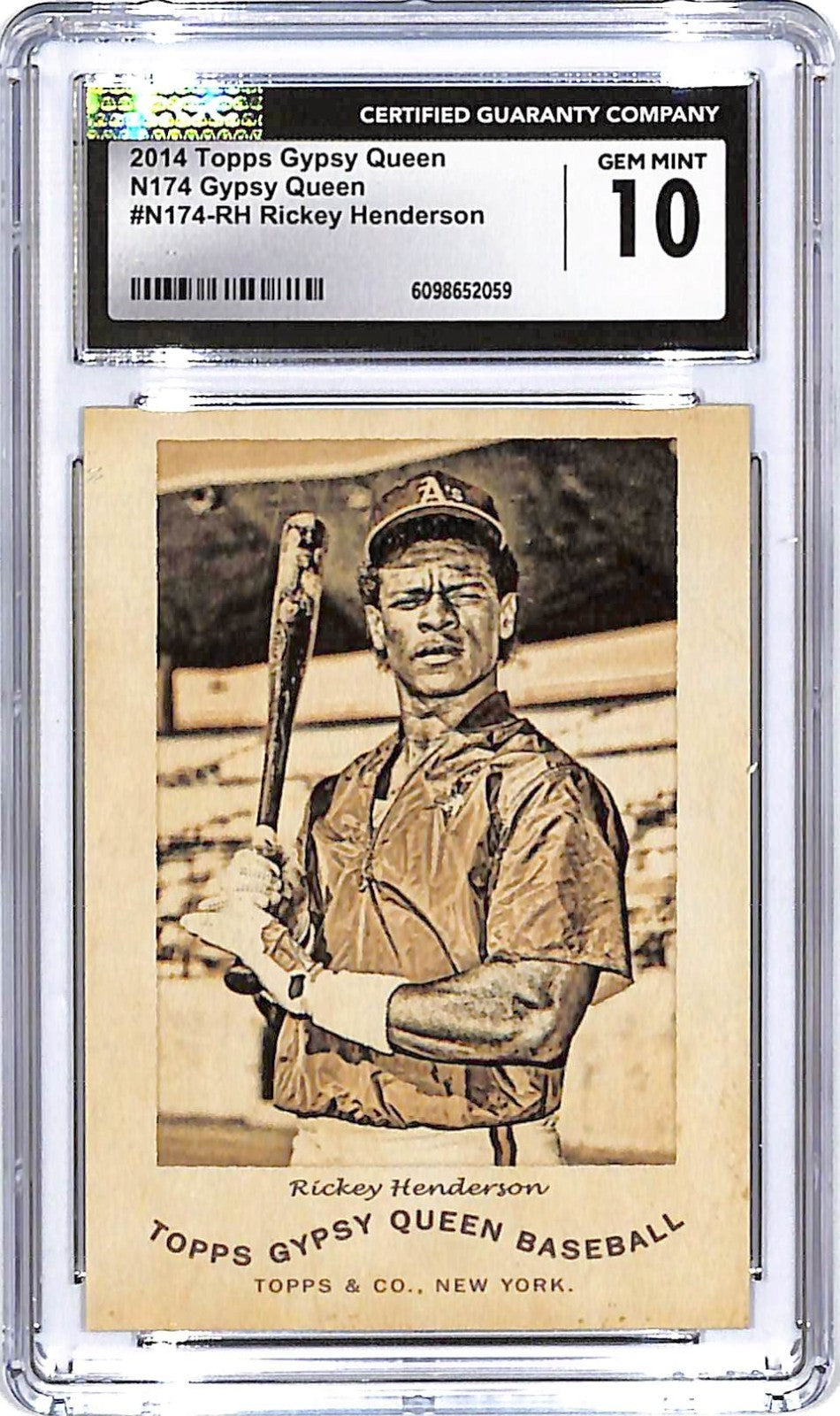 2014 Topps Gypsy Queen Rickey Henderson n174 #N174-RH CGC 10 Athletics