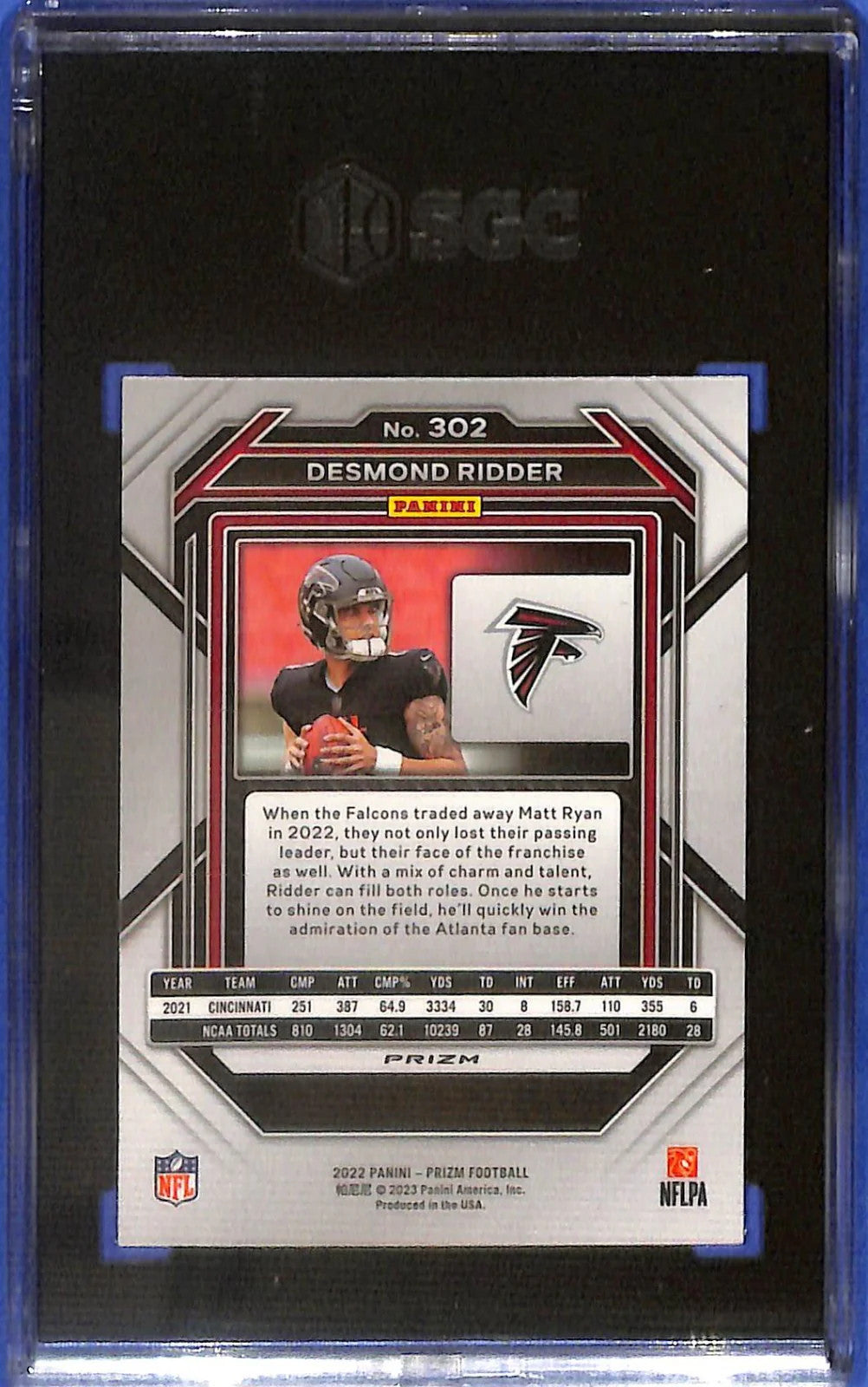 2022 Prizm Desmond RIdder Rookie RC Red White and Blue SGC 10 #302 Falcons