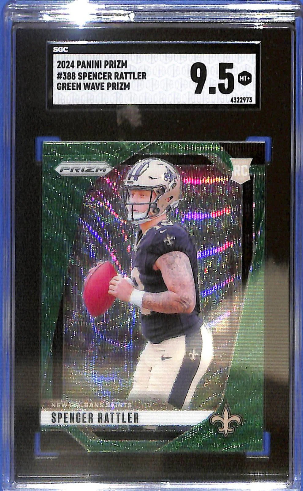 2024 Prizm Spencer Rattler Rookie RC Green Wave SGC 9.5 #388 New Orleans Saints