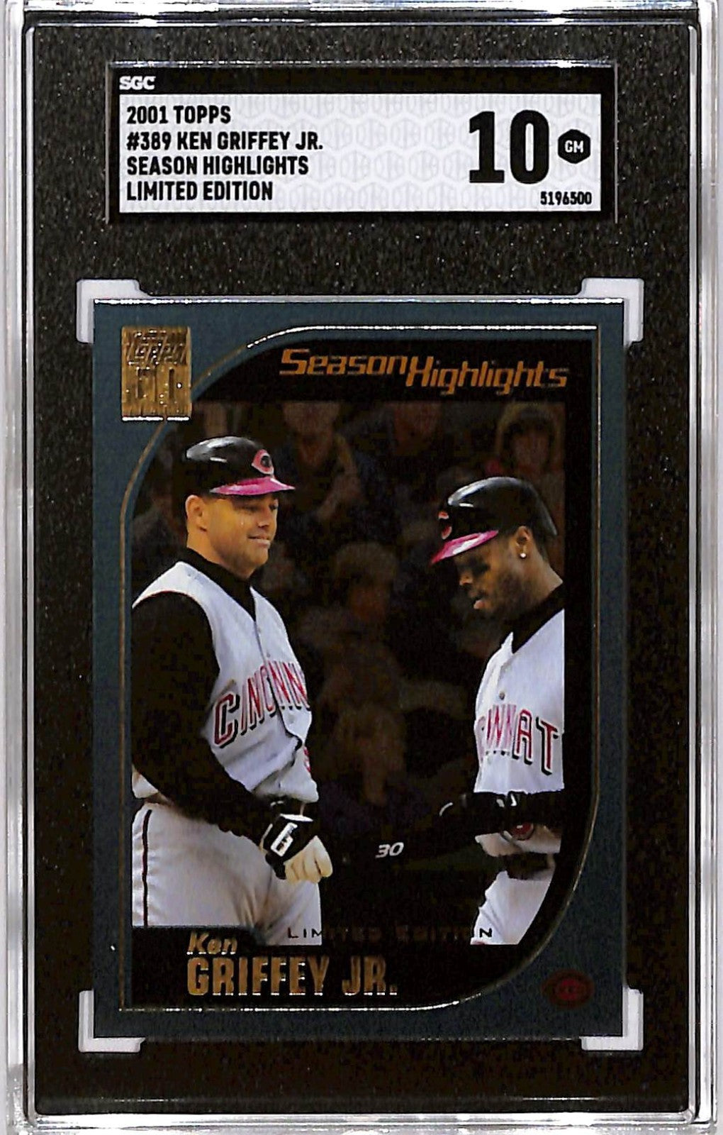 2001 Topps Ken Griffey Jr Season Highlights Limited Edition #389 SGC 10 Reds