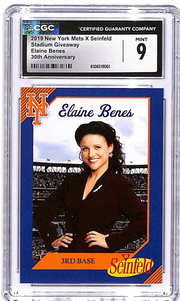 2019 New York Mets X Seinfeld Elaine Benes Stadium Giveaway Anniversary CGC 9