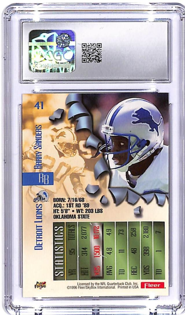 1996 Fleer Metal Barry Sanders #41 CGC 10 Lions