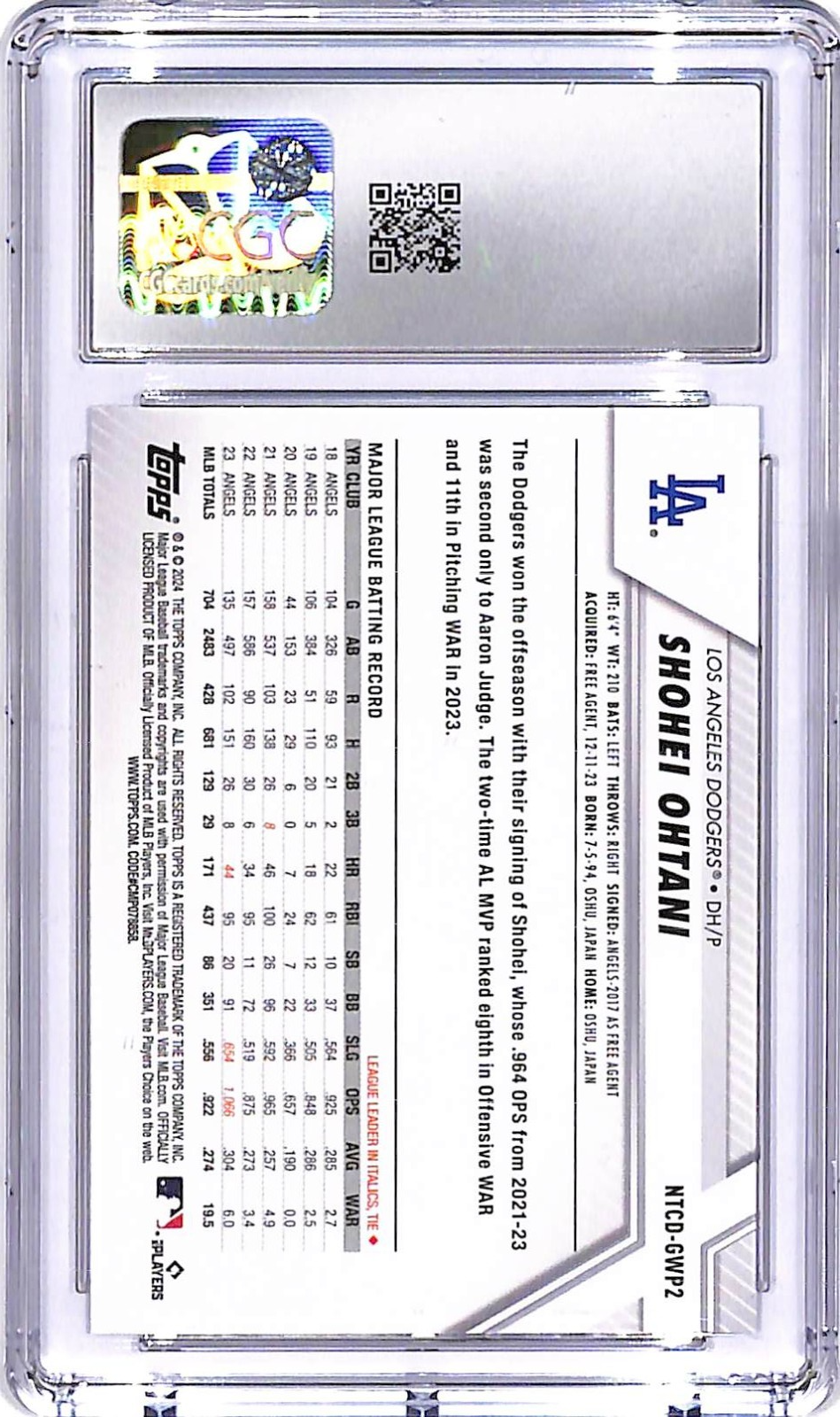 2024 Topps National Trading Card Day Shohei Ohtani CGC 10 Dodgers