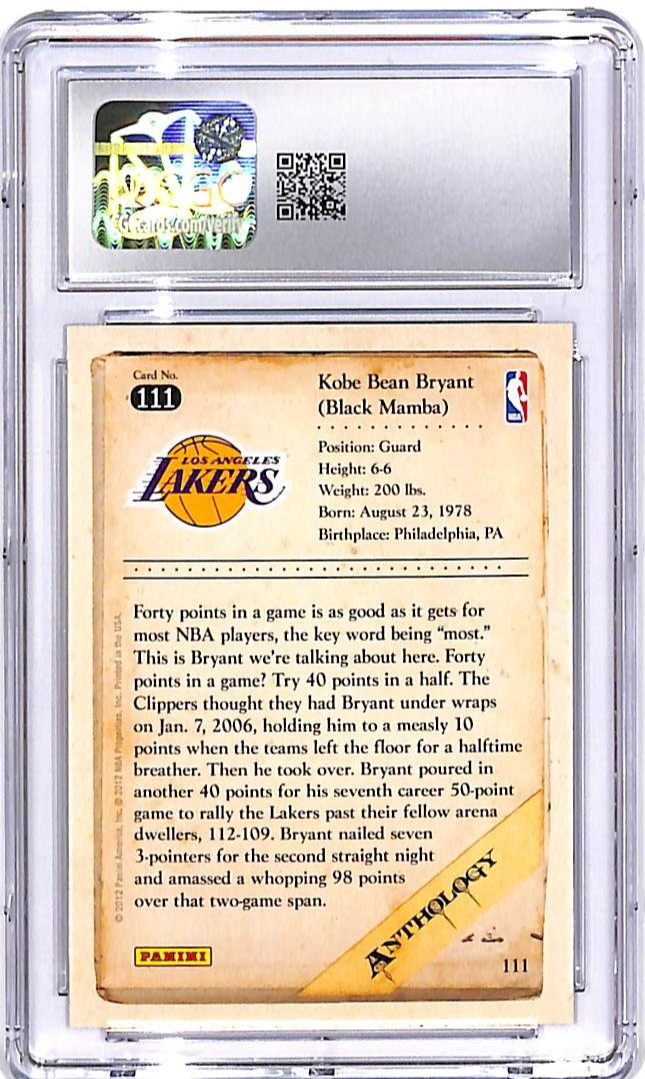 2012-13 Kobe Anthology Kobe Bryant #111 CGC 9 Lakers