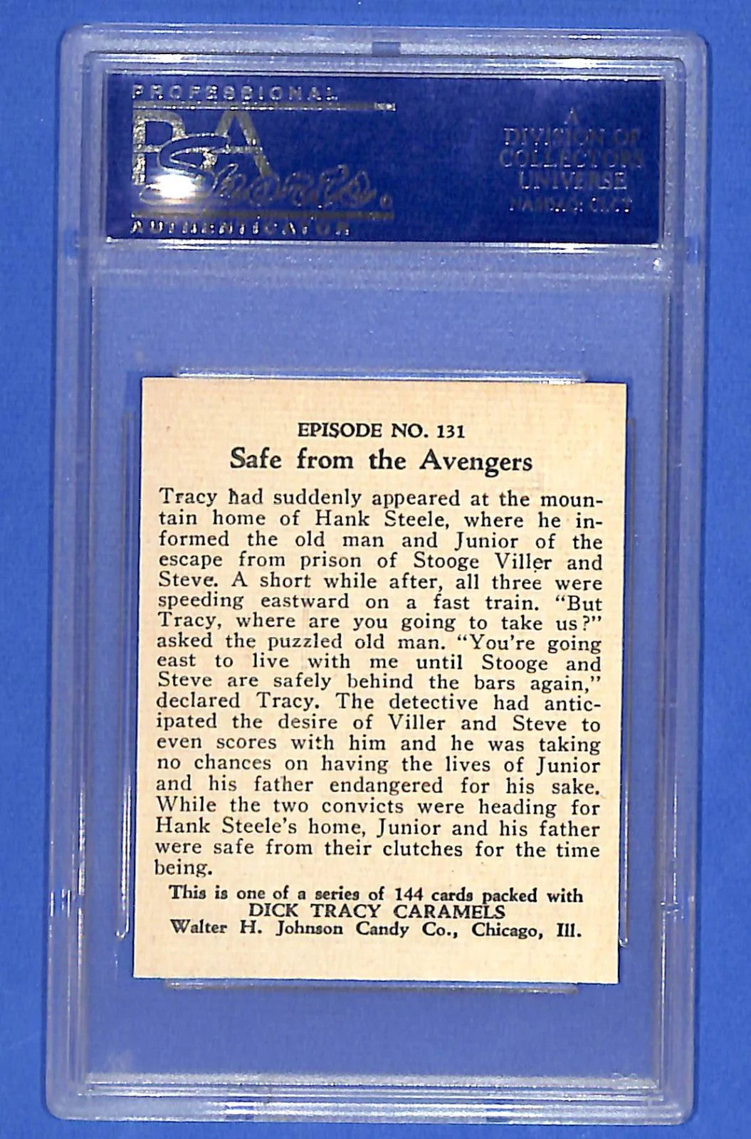 1937 R41 Dick Tracy Caramels #131 "Safe from the Avengers" PSA 8 NM-MT