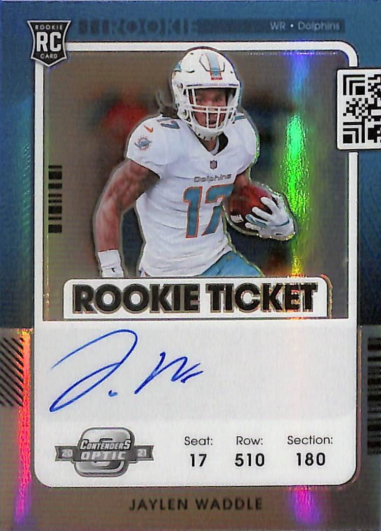 2021 Contenders Optic Jaylen Waddle Auto Autograph Rookie RC Silver Variation