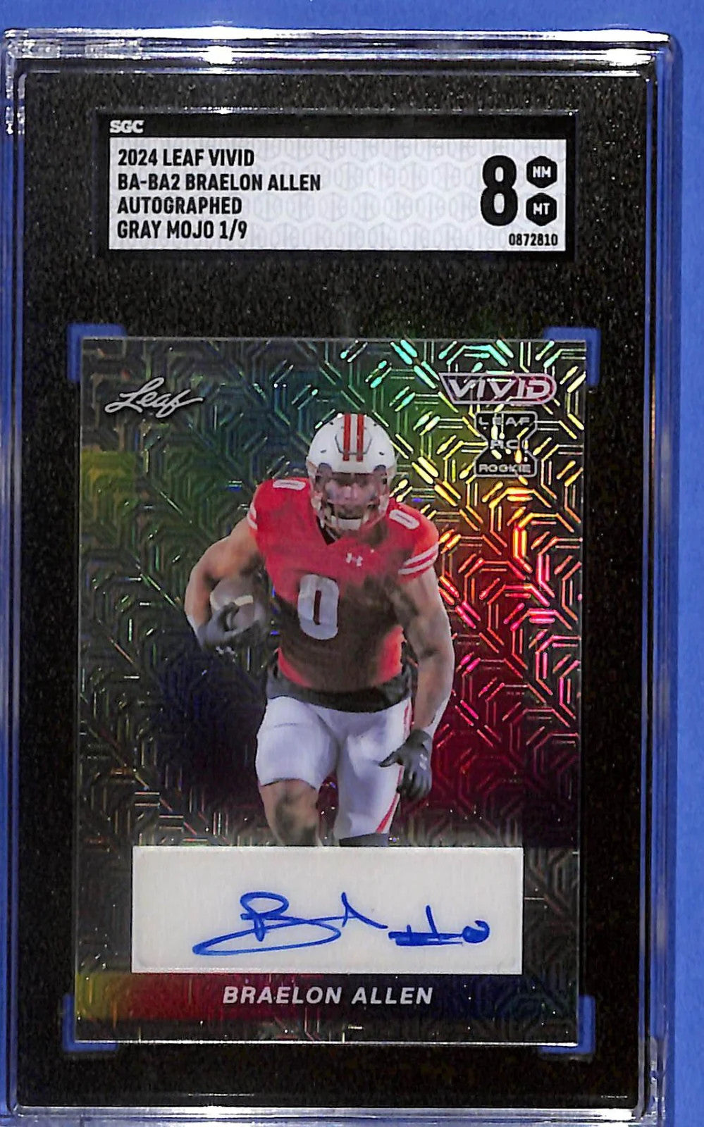 2024 Leaf Vivid Braelon Allen Auto BA-BA2 #1/9 Gray Mojo (RC AU) SGC 8 NM-MT