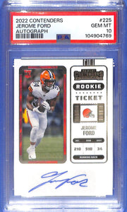 2022 Contenders Jerome Ford Auto Autograph Rookie RC PSA 10 #225 Browns
