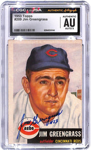 1953 Jim Greengrass Topps #209 AUTO (RC) CGC - JSA Authentic Auto 9