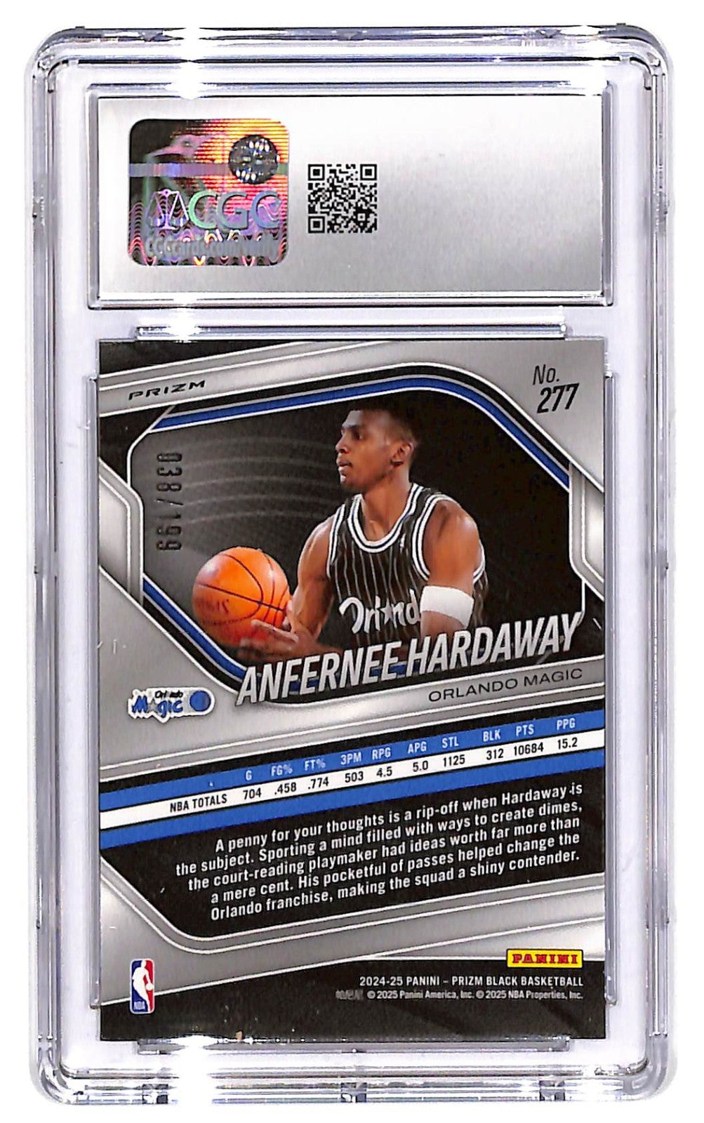 2024-25 Anfernee Hardaway Panini Prizm Black #277 Blue CGC Gem Mint 10
