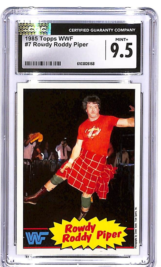 1985 Topps WWF Rowdy Roddy Piper Rookie RC #7 CGC 9.5