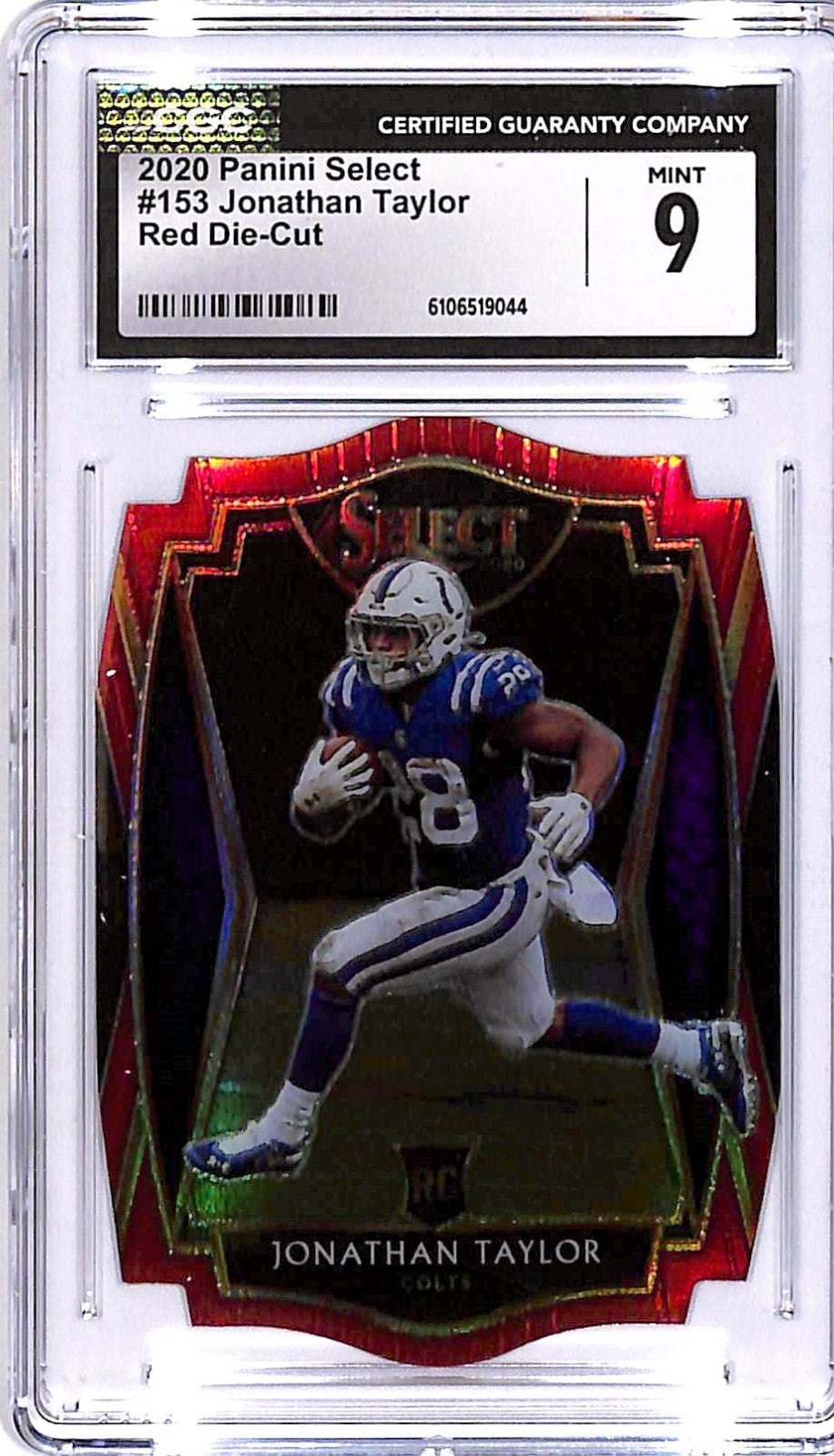 2020 Select Jonathan Taylor Rookie RC Red Die Cut CGC 9 #153 Colts