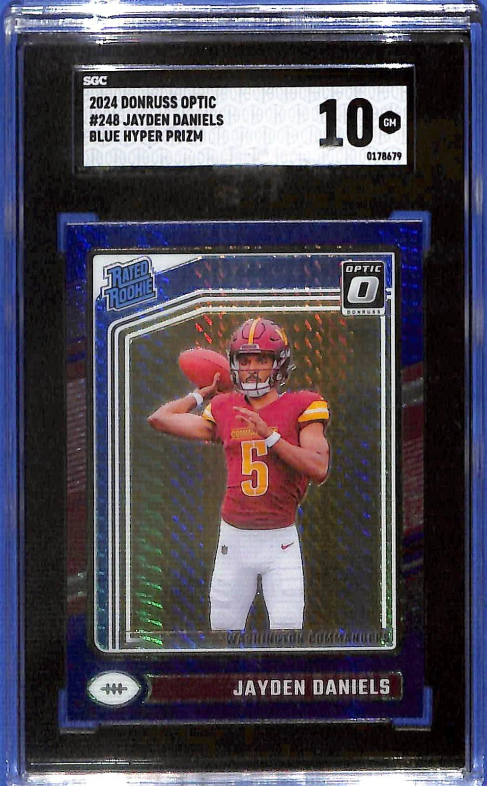2024 Donruss Optic Jayden Daniels Rated Rookie RC Blue Hyper SGC 10 #248