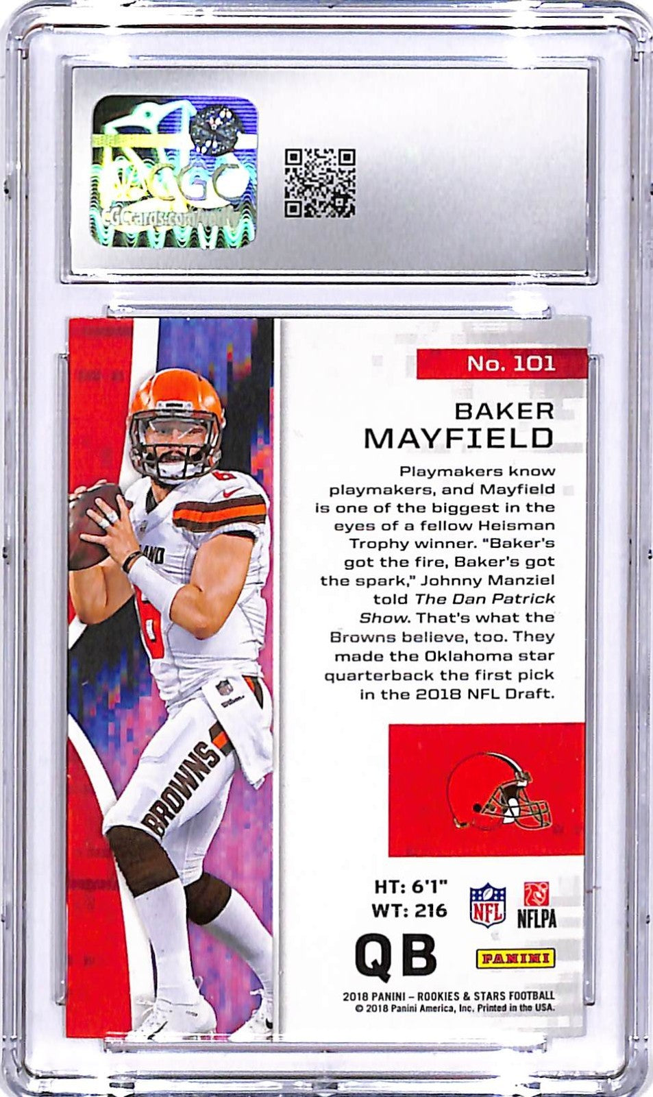 2018 Rookies and Stars Baker Mayfield Rookie RC #101 CGC 9 Browns