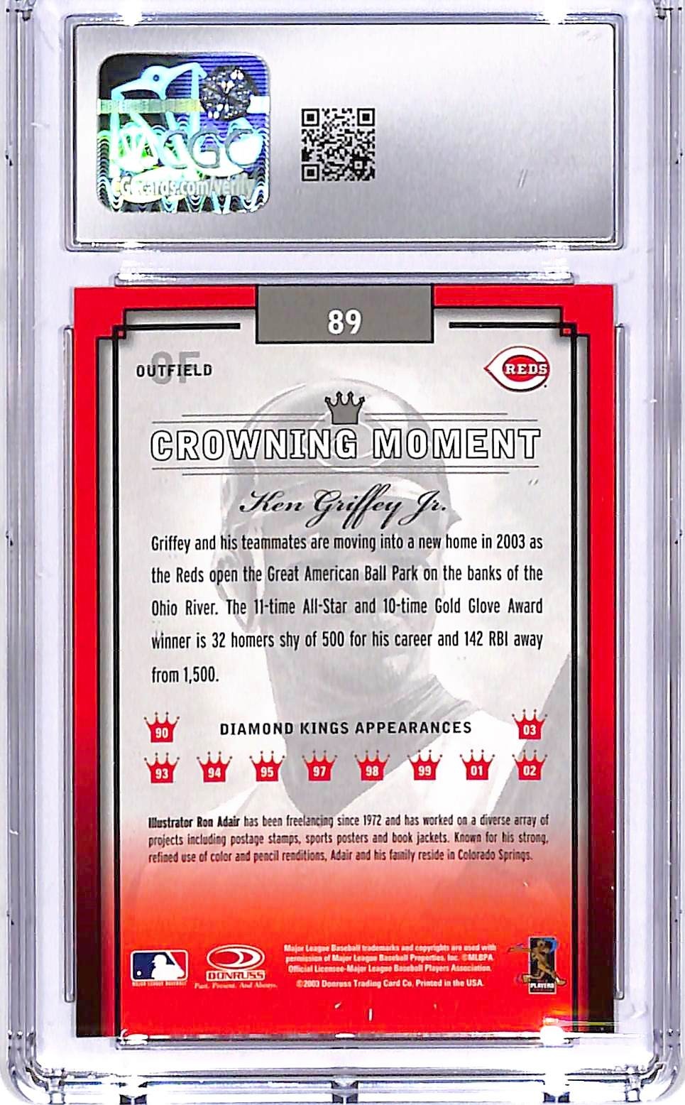 2003 Donruss Diamond Kings Ken Griffey Jr #89 CGC 9.5 Reds