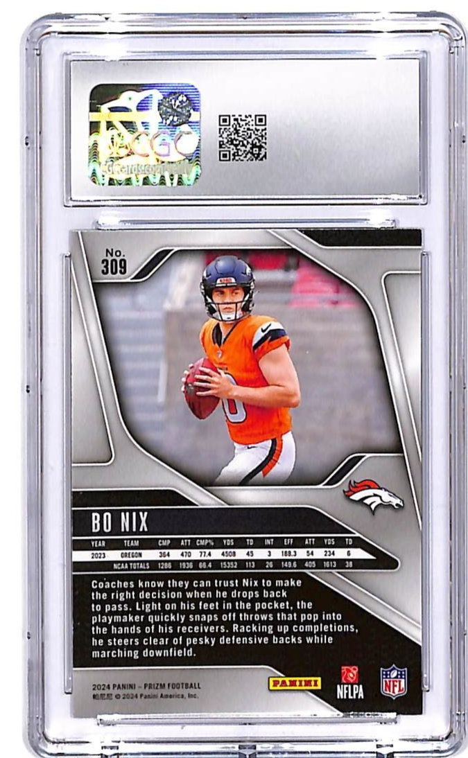 2024 Prizm Bo Nix Rookie RC #309 CGC 10 Broncos