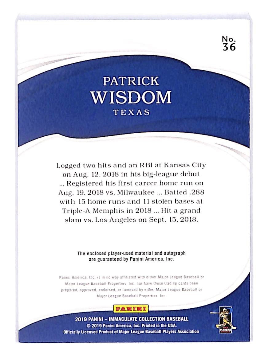 2019 Patrick Wisdom Immaculate Collection Auto Relic (RC) - 36 #84/99