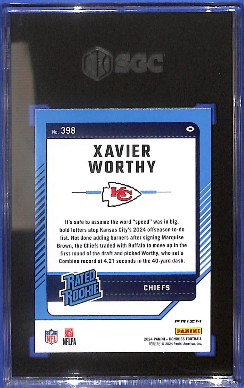 2024 Panini Donruss - Rated Rookie Xavier Worthy #398 Optic Preview Pink Prizm