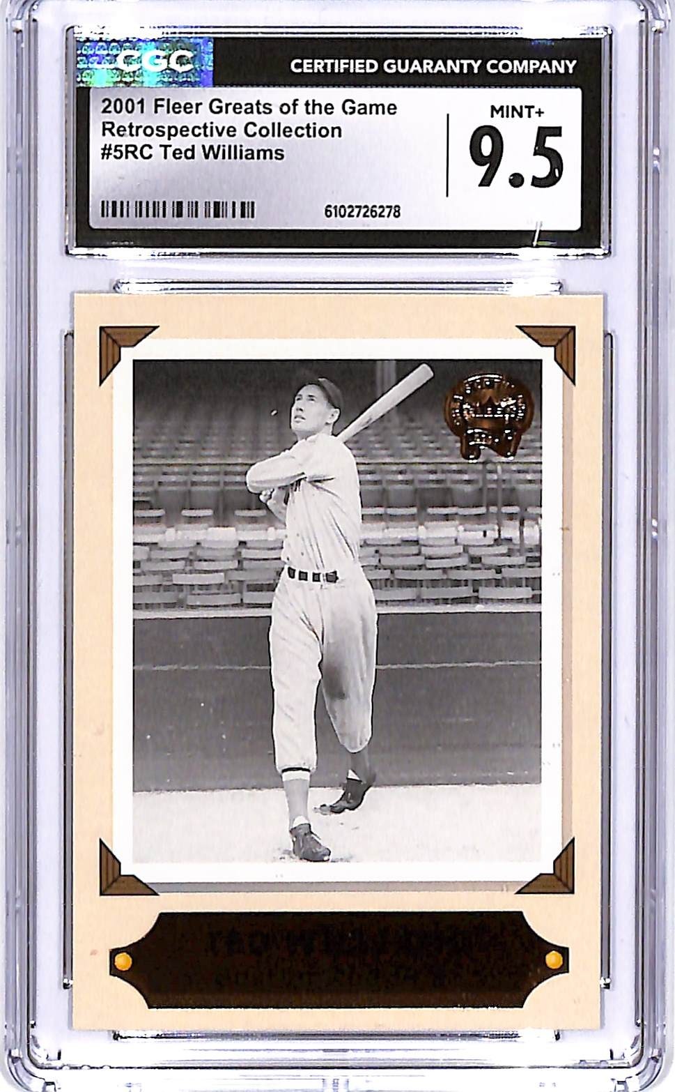 2001 Fleer Greats of the Game Ted Williams Retrospective Collection 5RC CGC 9.5