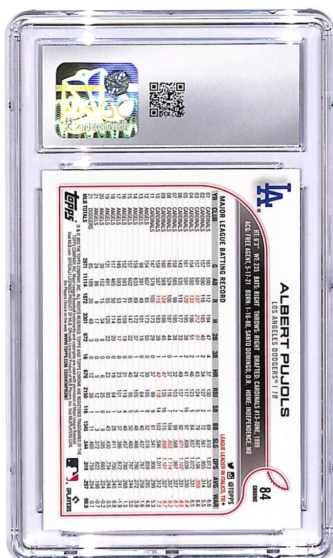 2022 Topps Chrome Albert Pujols Prism Refractor CGC 10 Dodgers