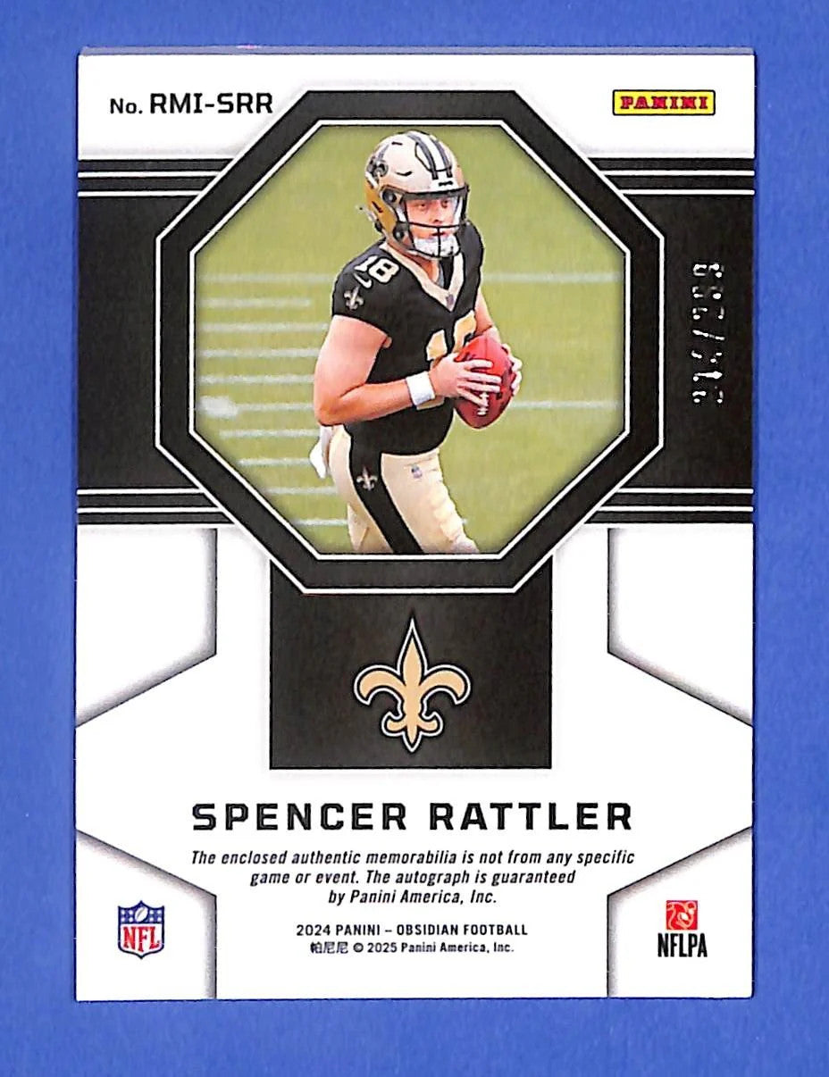 2024 Panini Obsidian Rookie Materials Ink Spencer Rattler #RMI-SRR #/299 (AU RC)