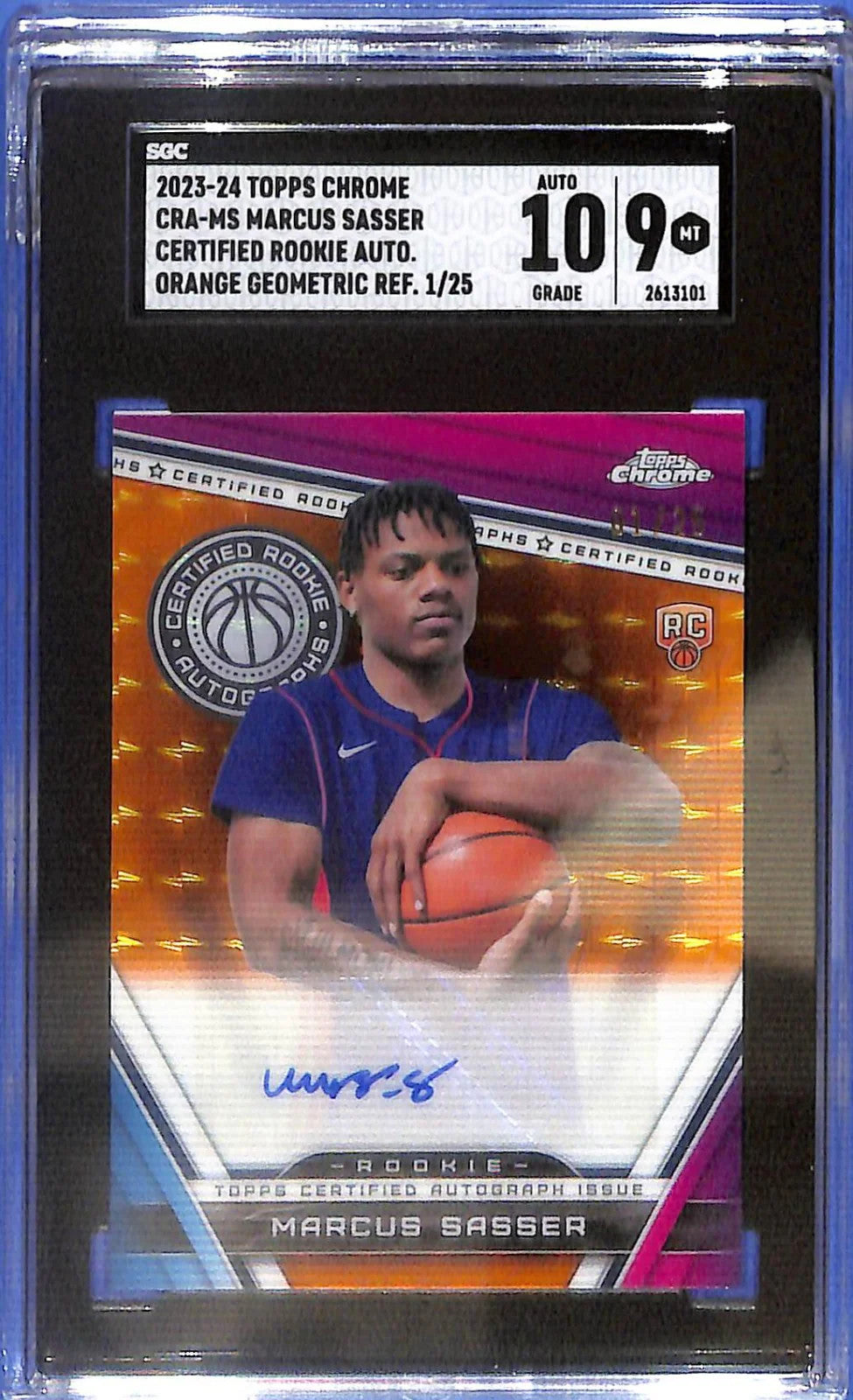 2023-24 Topps Chrome Marcus Sasser Auto Autograph Rookie RC Orange /25 SGC 9