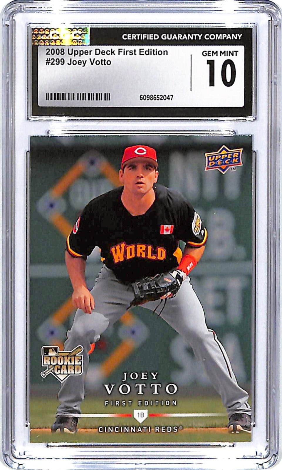 2008 Upper Deck First Edition Joey Votto Rookie RC #299 CGC 10 Reds