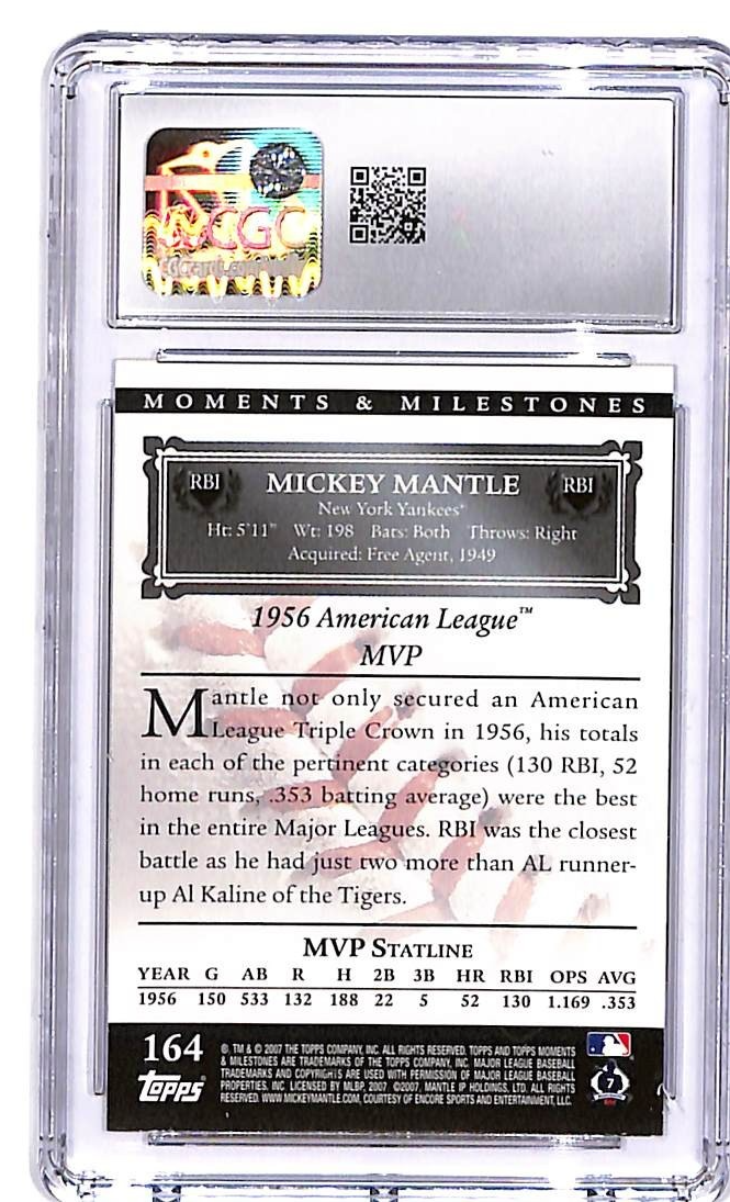 2007 Topps Moments and Milestones Mickey Mantle #164-16 /150 CGC 9.5 Yankees